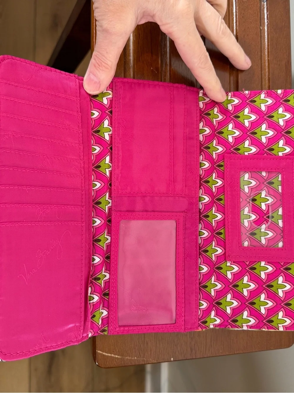 Vera Bradley Hot Pink and Orange Paisley Quilted Wallet - Picture 3 of 4